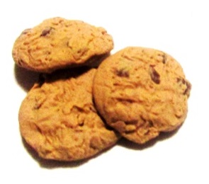 Cookies Policy, Uses and Disabling, Contacts, Information and Updates Three Chocolate Chip Cookies, white back ground